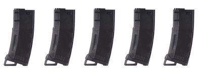 Lancer Tactical 130 Round High Speed Mid-Cap M4 Airsoft Magazine, Black, 5 Pack