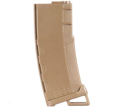 Lancer Tactical 130 Round High Speed Mid-Cap M4 Airsoft Magazine, Tan, 5 Pack