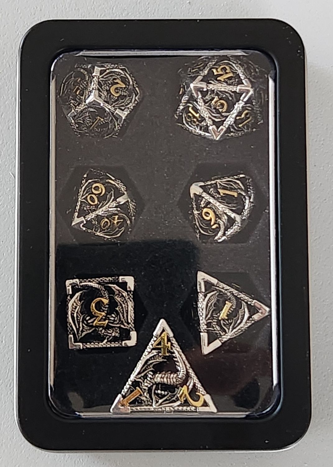 Silver Dragon Metal Dice Set