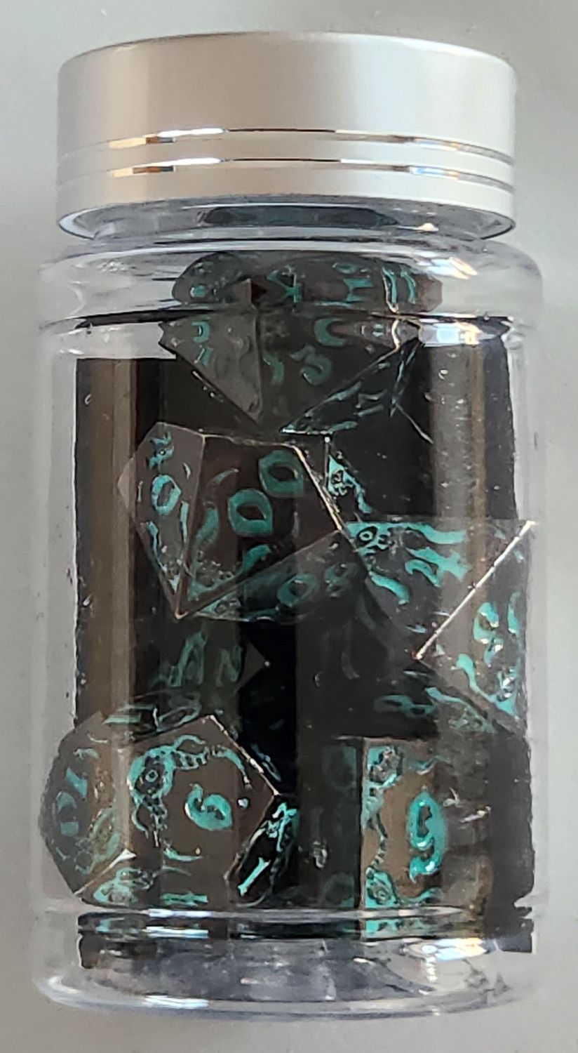 Elder Glowing Gods Metal Dice Set