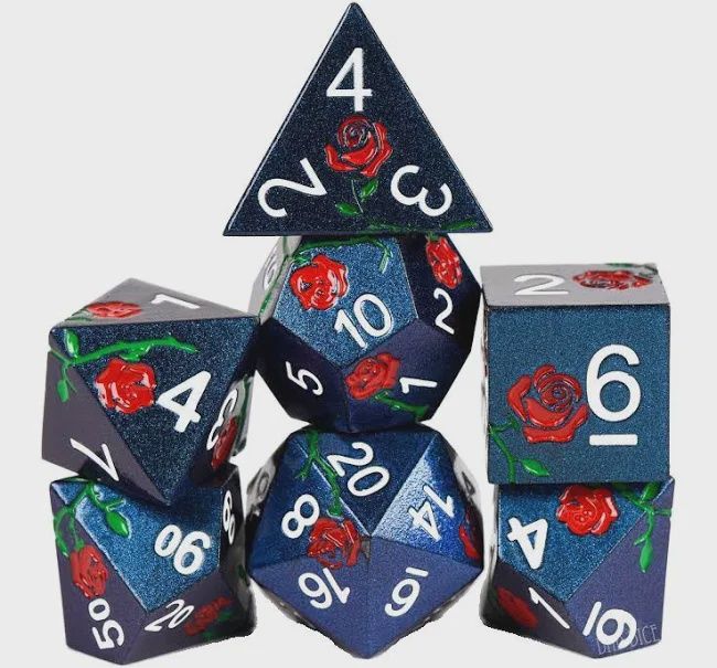 Enchanted Rose: Timeless Metal Dice Set