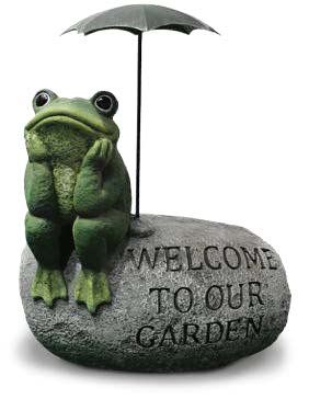 Frog with Welcome Sign Statue