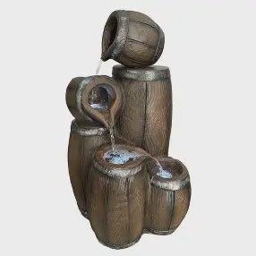 Barrel Spill Fountain with Lights