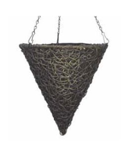 14" Twisted PW Cone Hanging Basket