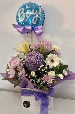 Baby Boy Flowers with a Balloon Baby Boy Flowers with a Balloon