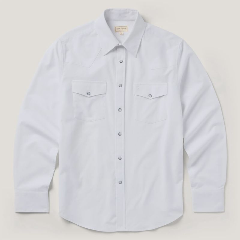 Stetson White Oxford Western Shirt - Men's - Stetson