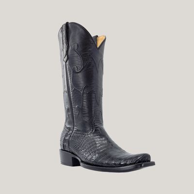 R. Watson Men&#39;s Black American Alligator and Black Goat Boot