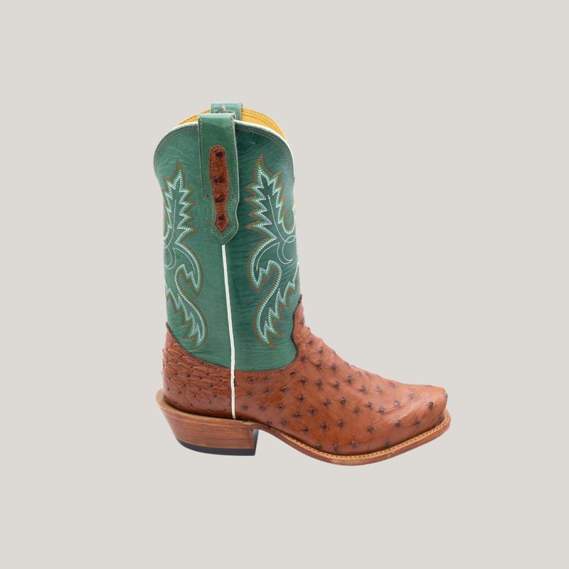 Fenoglio Women's Cognac Full Quill with Turquoise Eagle Boots
