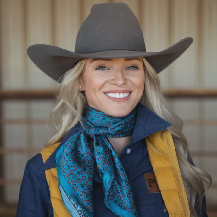 Fringe Scarves Executive Horseshoe Agave Blue, Size: Long Tall 35&quot; X 35&quot;