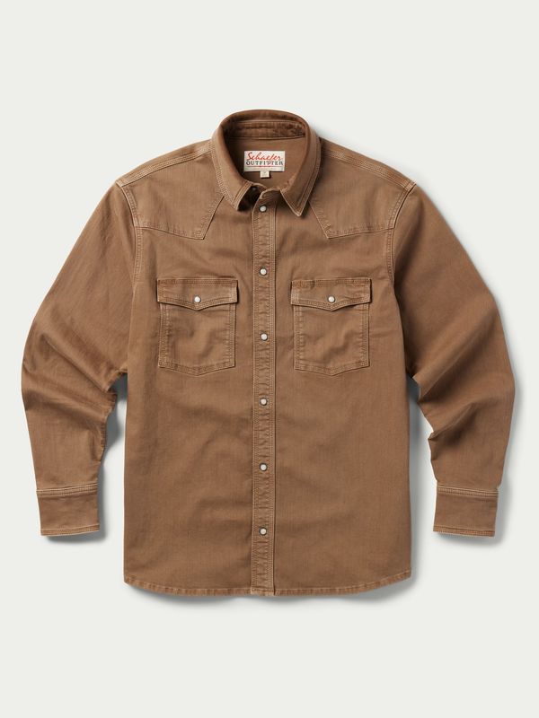 Schaefer Outfitter Men's Western Denim Snap Shirt - Khaki