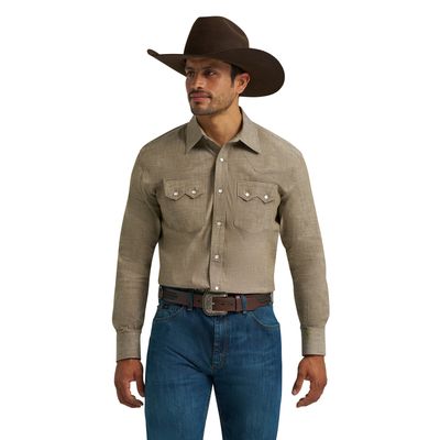 Cody Johnson Two Pocket Western Snap Shirt - Olive - Wrangler Men&#39;s