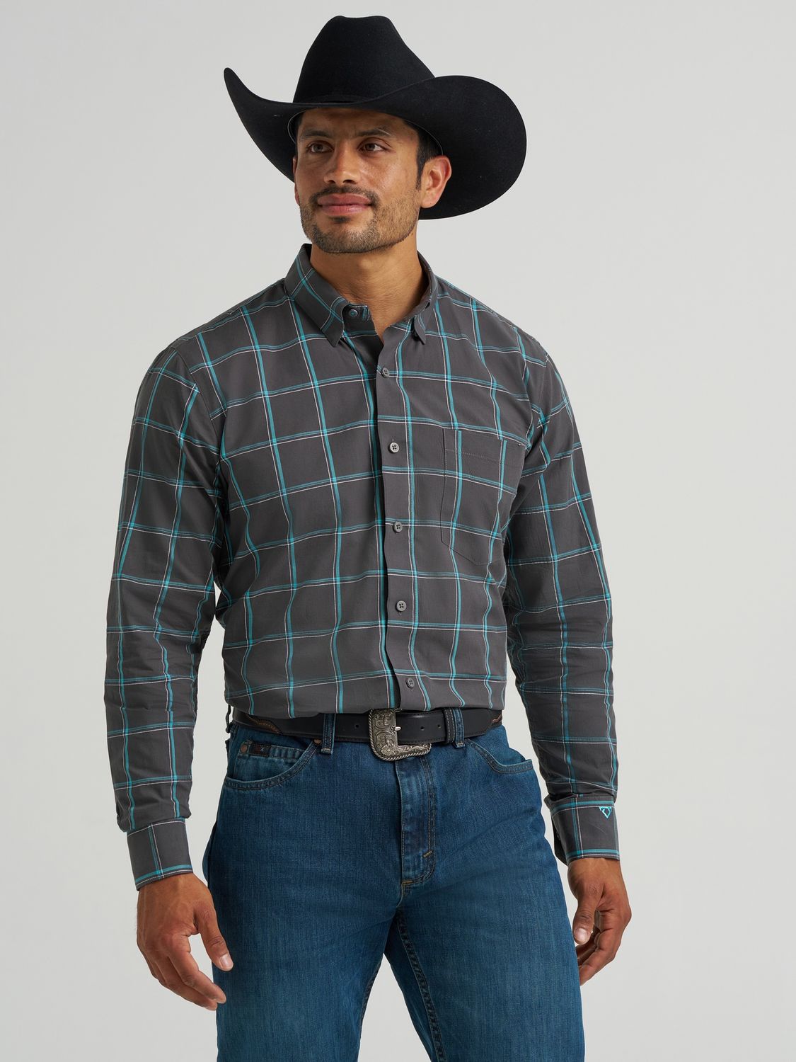 Cody Johnson One Pocket Button Down Shirt - Shadow Blue - Wrangler Men&#39;s