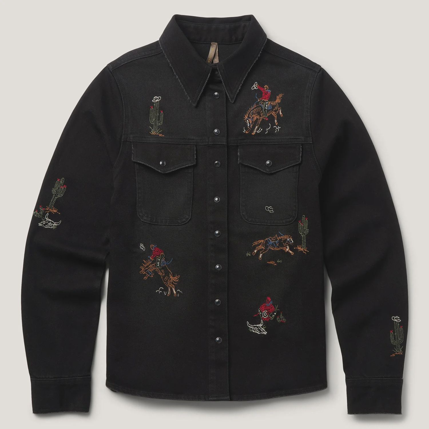 Black Embroidered Stretch Denim Shirt - Women&#39;s - Stetson