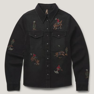 Black Embroidered Stretch Denim Shirt - Women&#39;s - Stetson