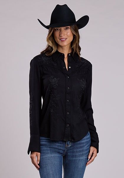 Black Embroidered Western Shirt - Women&#39;s - Stetson