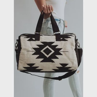 Cream &amp; Black Aztec Duffel - Panache Apparel