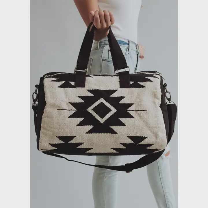 Cream &amp; Black Aztec Duffel - Panache Apparel