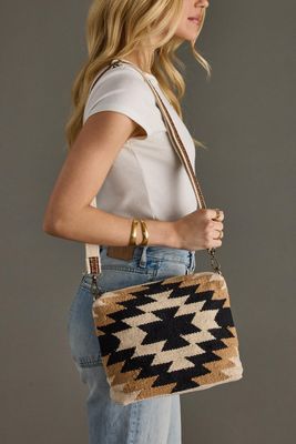 Cream, Tan &amp; Black Aztec Crossbody - Panache Apparel