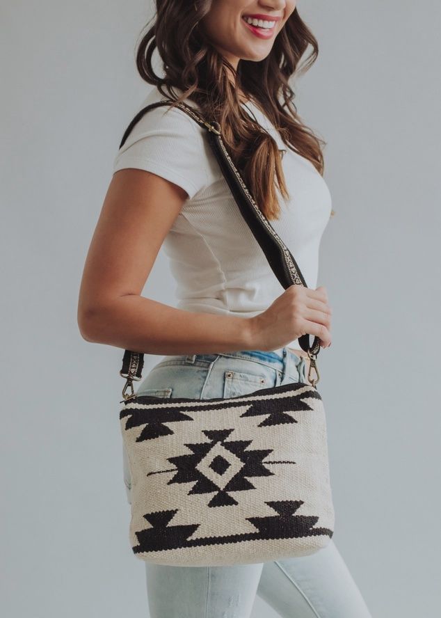Cream &amp; Black Aztec Crossbody
