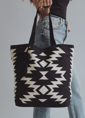 Black &amp; Cream Aztec Tote - Panache Apparel