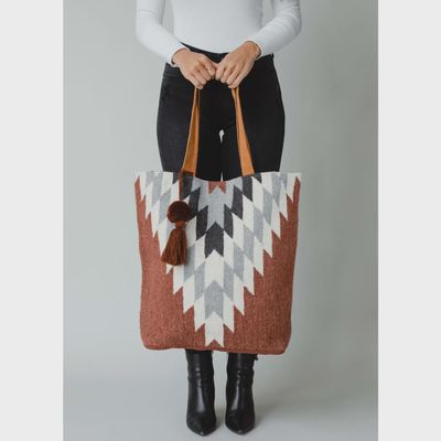 Rust, Cream &amp; Gray Aztec Tote - Panache Apparel