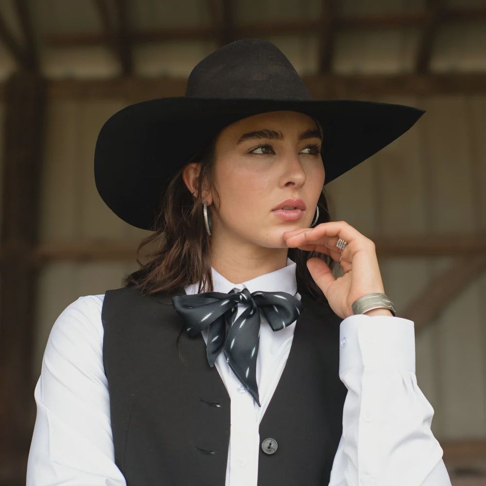 Buckstitch Twilly - Fringe Scarves, COLOR: Black