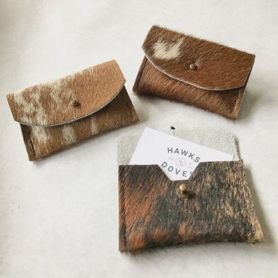 Cowhide Card Wallet - Hawks and Doves