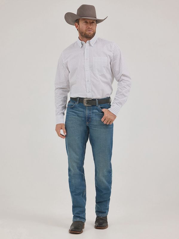 One Pocket Button Down Shirt - Grey Diamonds