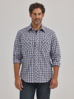 Wrangler Men&#39;s Long Sleeve Shirt - Modern Fit - Stonewash Blue