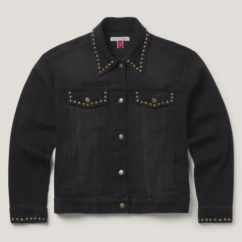 Black Stretch Denim Oversized Jacket - Women's - Stetson