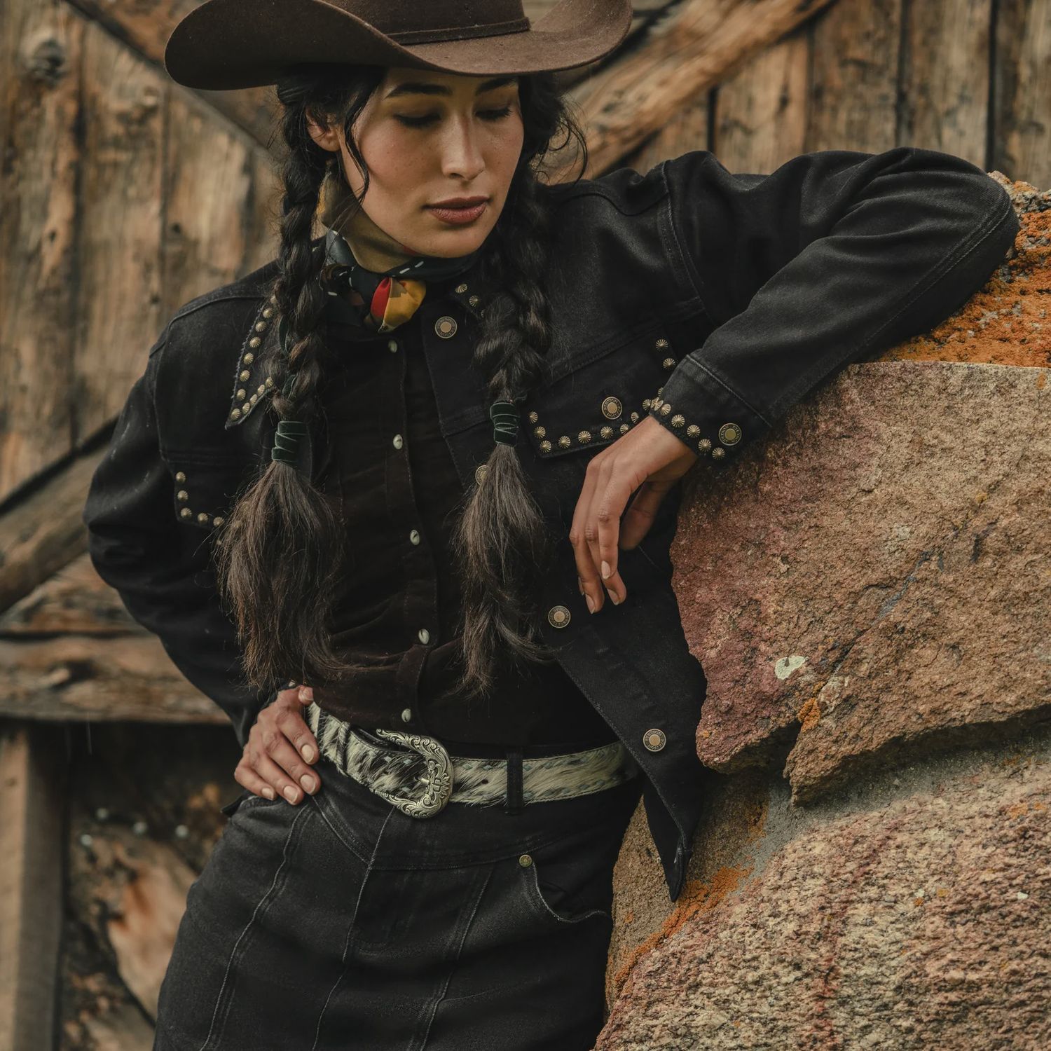 Black Stretch Denim Oversized Jacket - Women&#39;s - Stetson