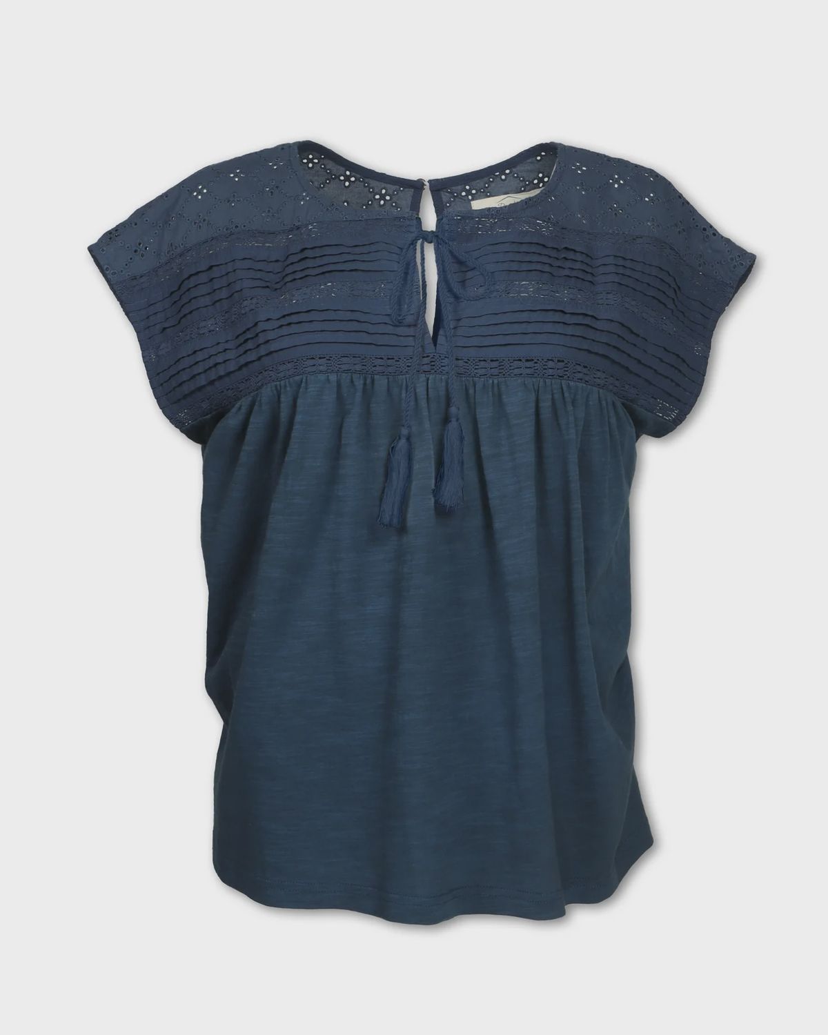 Eyelet Knit Tee - Blue - Women&#39;s - Purnell