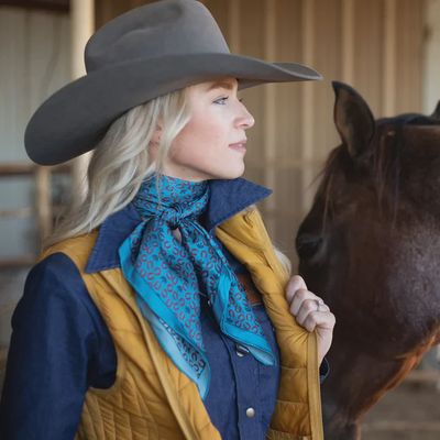 Fringe Scarves Executive Horseshoe Agave Blue