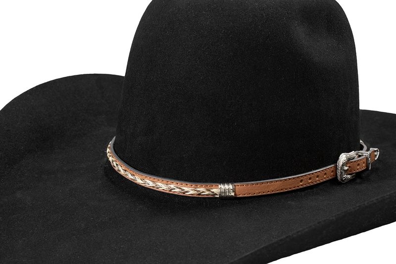 3/8" Braided Horsehair and Leather Hat Band - Brown - Twister