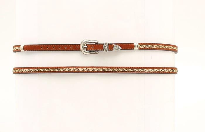 3/8" Braided Horsehair and Leather Hat Band - Brown - Twister