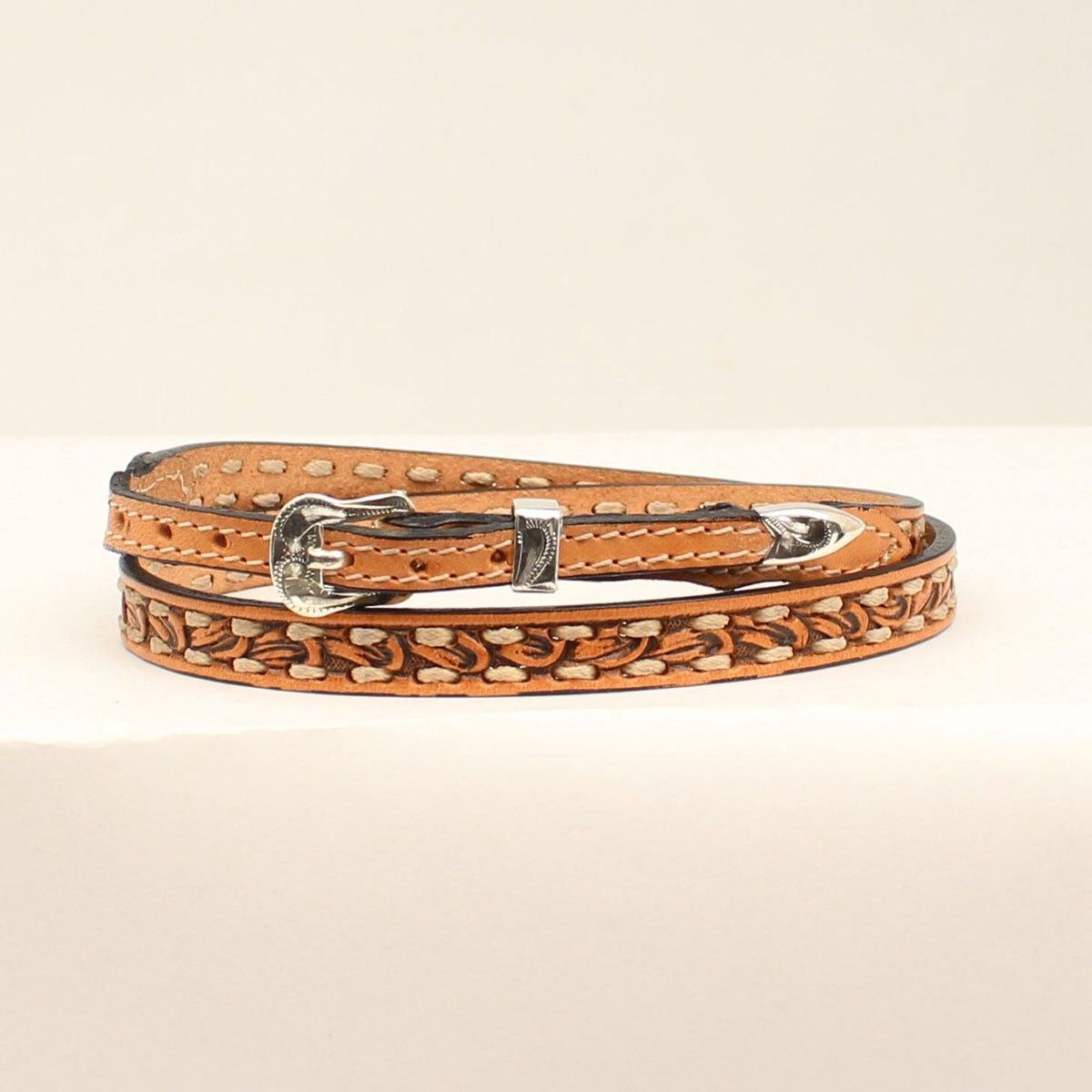 Tapered 3/8&quot;-1/4&quot; Embossed Leather with Lacing - Twister