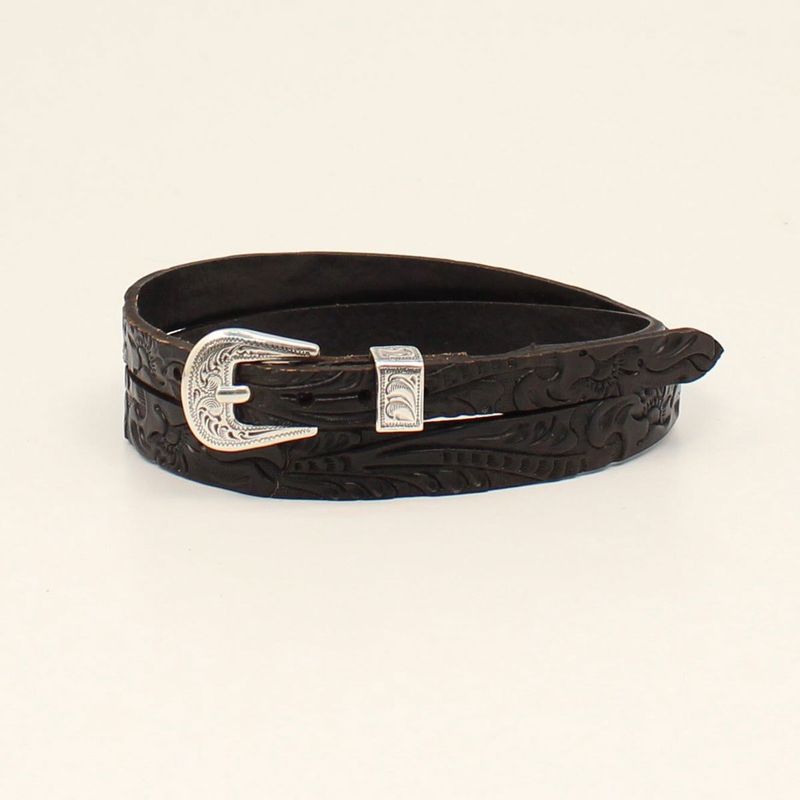Tapered 3/8" - 1/2" Black Floral Tooled Hatband - Twister