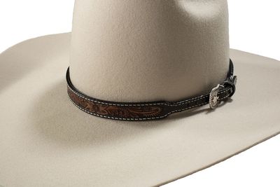 Floral Hand Tooled Black Hatband - Twister