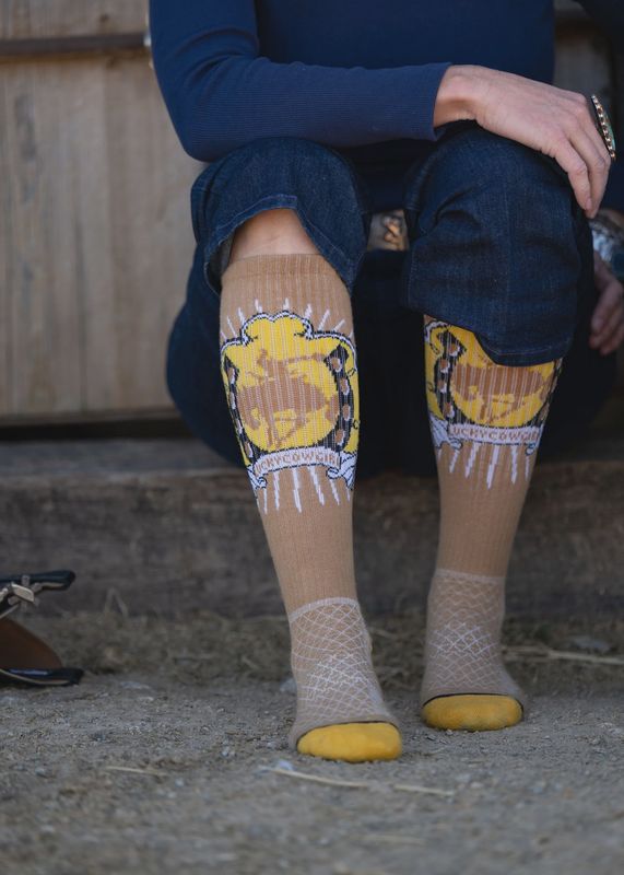 Lucky Bucking Cowgirl Tan Socks - Lucky Chuck