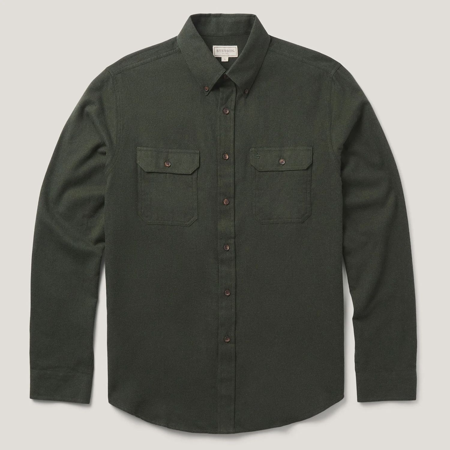 Heathered Olive Flannel LS Shirt - Men&#39;s - Stetson