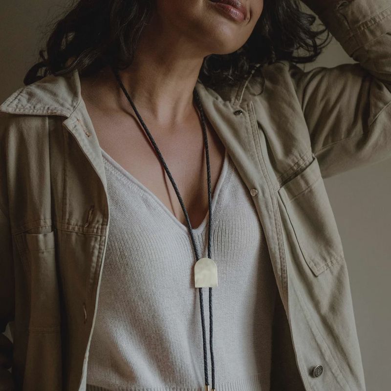 Soiree Bolo Tie - Black Leather