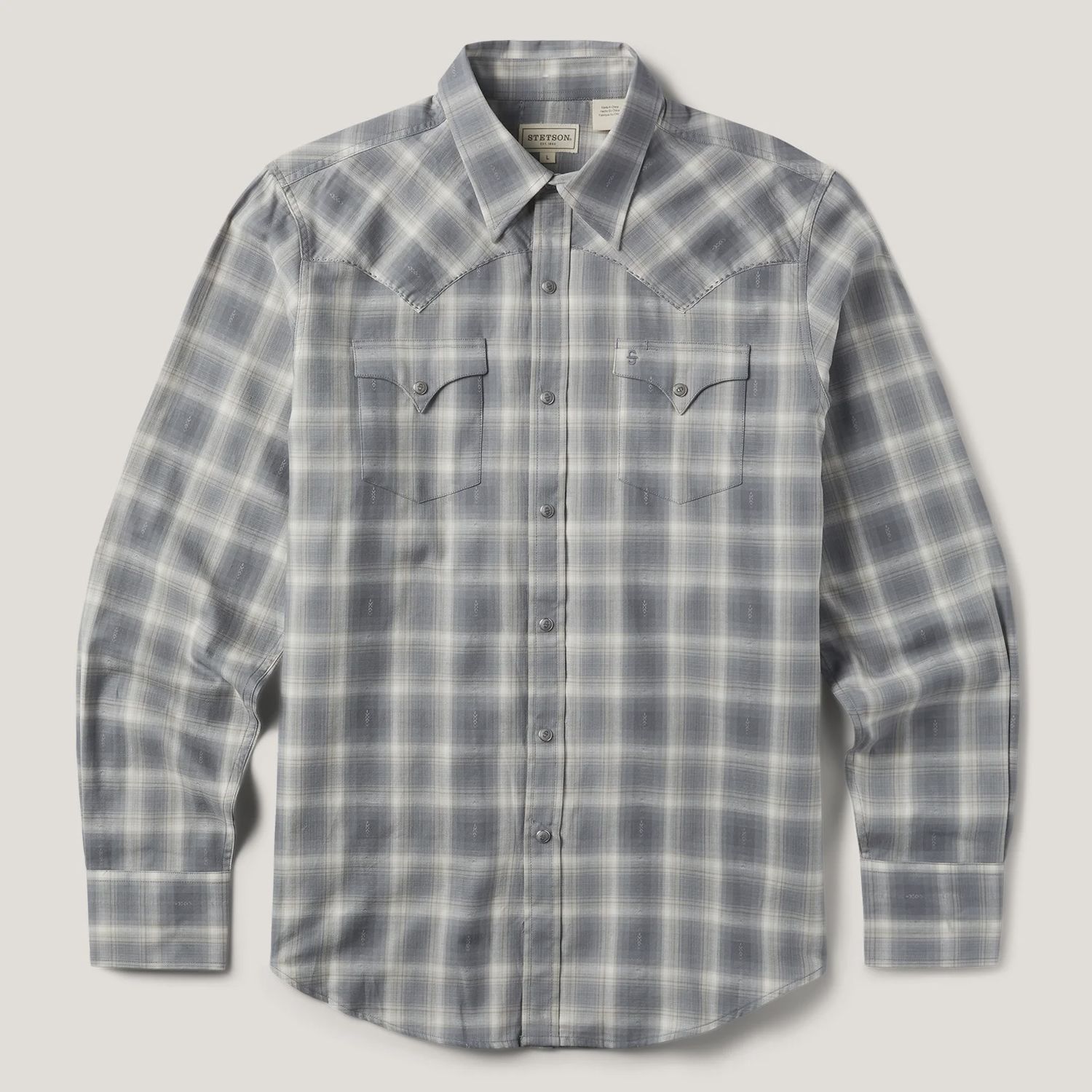 Stetson LS Dobby Twill Plaid Grey - Men&#39;s - Stetson