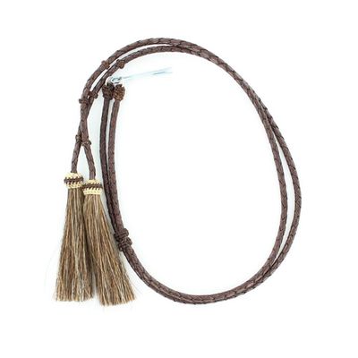 Braided Leather Stampede Strings with Horsehair Tassels - M&amp;F Western