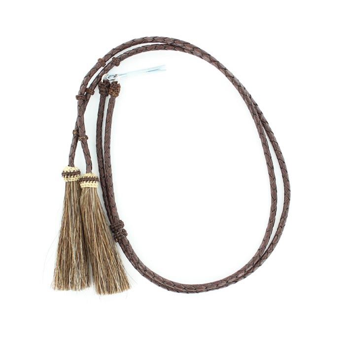 Braided Leather Stampede Strings with Horsehair Tassels