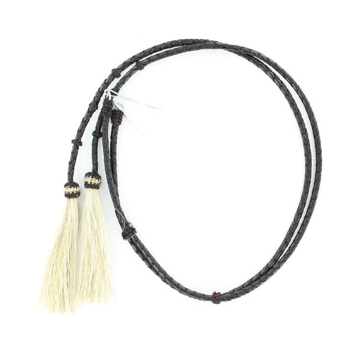 Braided Leather Stampede Strings with Horsehair Tassels - M&amp;F Western, STYLE: Black