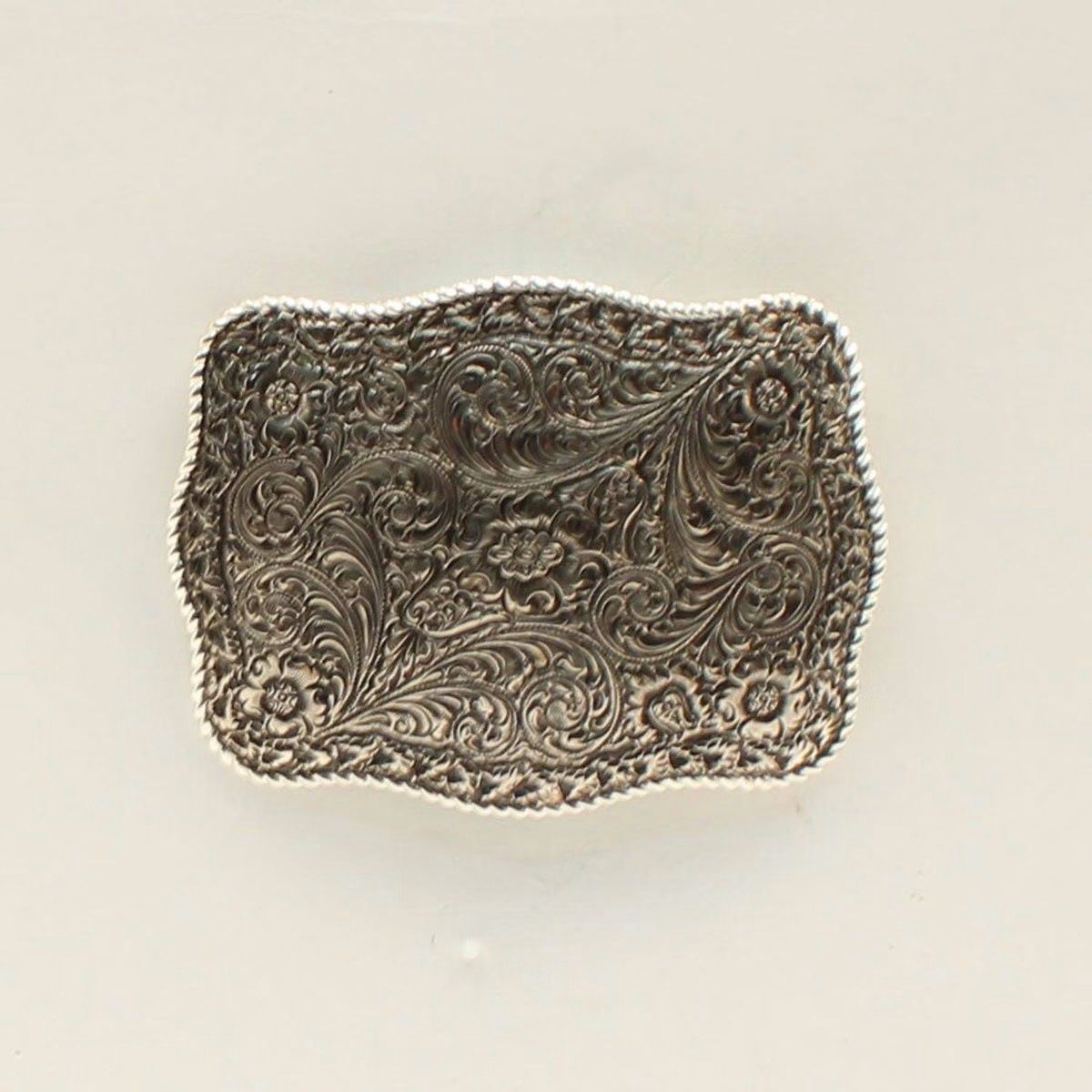 Floral Scroll Rectangular Belt Buckle