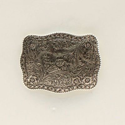 Floral Scroll Rectangular Belt Buckle