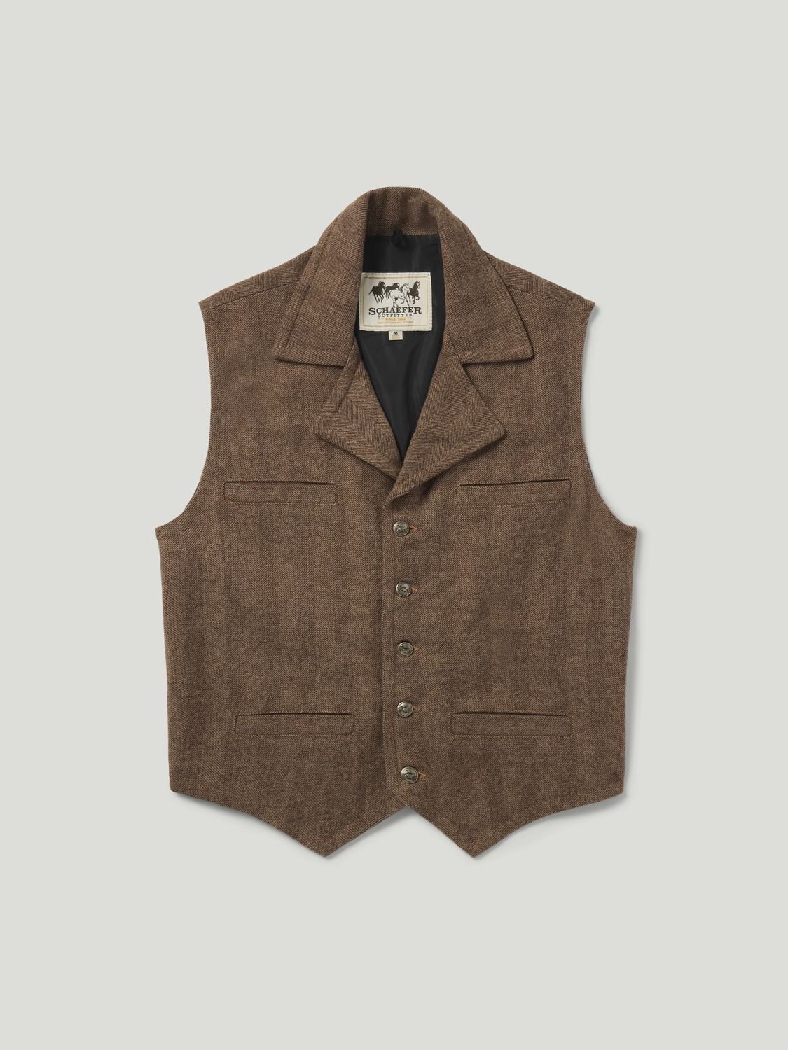 Cattle Baron Wool Vest - Taupe Herringbone - Schaefer Outfitter