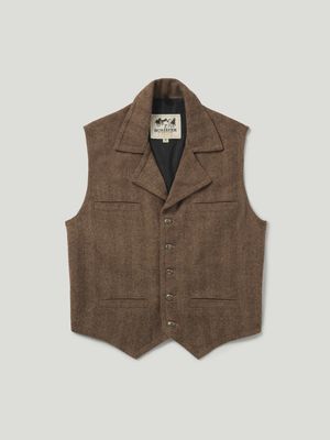 Cattle Baron Wool Vest - Taupe Herringbone - Schaefer Outfitter