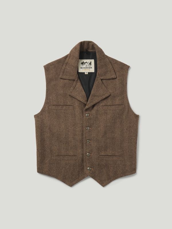 Cattle Baron Wool Vest - Taupe Herringbone - Schaefer Outfitter